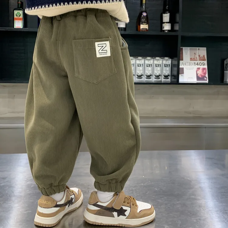 【90-150cm】3色選べる シンプル レトロ 無地 子供服 男の子 コーデュロイ パンツ ボトムス