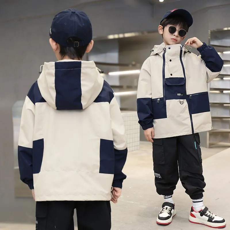 【120-170cm】2色選べる 大活躍  カジュアル かっこいい 配色 切り替え キッズ 男の子 アウター