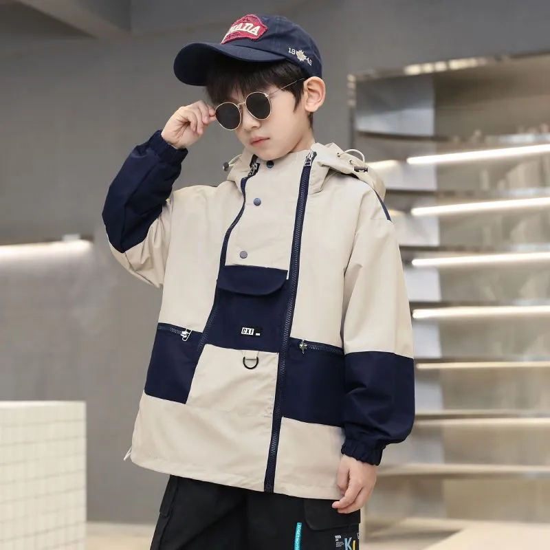 【120-170cm】2色選べる 大活躍  カジュアル かっこいい 配色 切り替え キッズ 男の子 アウター