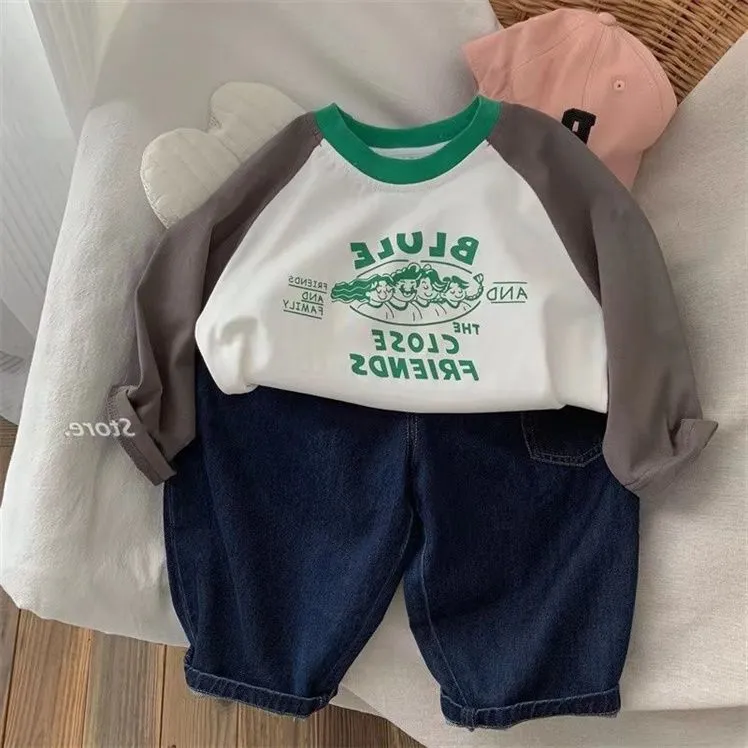 【80-130cm】着回し力抜群 シンプル 清新 かわいい カートゥーン 子供服 男の子 Tシャッツ トップス