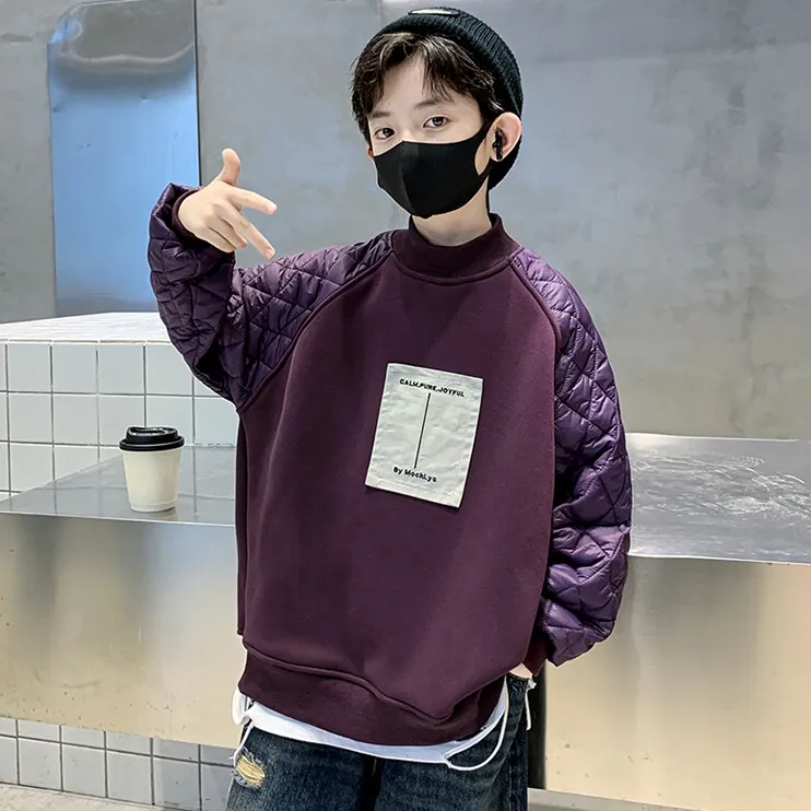 【120-180cm】2色選べる ファン急増中 カジュアル 韓国系 チェック柄 切り替え キッズ 男の子 パーカー トップス