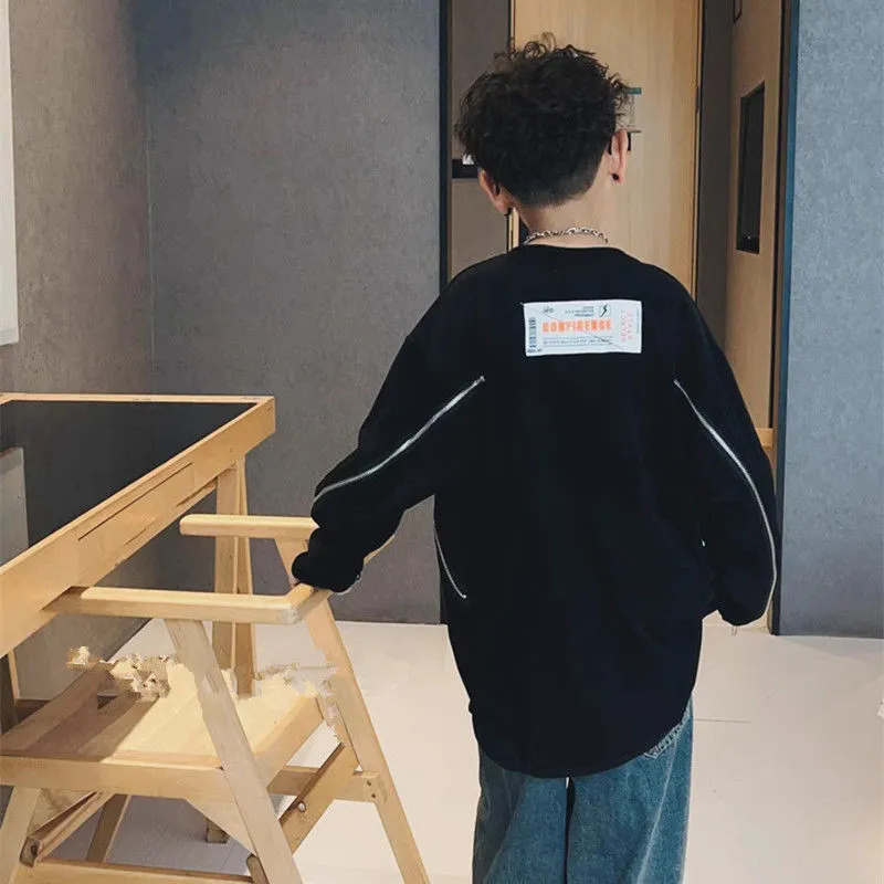【110-160cm】定番シンプル 韓国系 ストリート系 アルファベット ファスナー キッズ 男の子 パーカー トップス