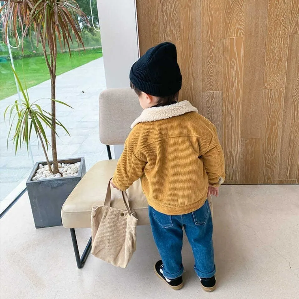 【90-130cm】気質アップ 子供服 両面テープ 男の子 無地 シンプル  レトロ  切り替え 中綿コート