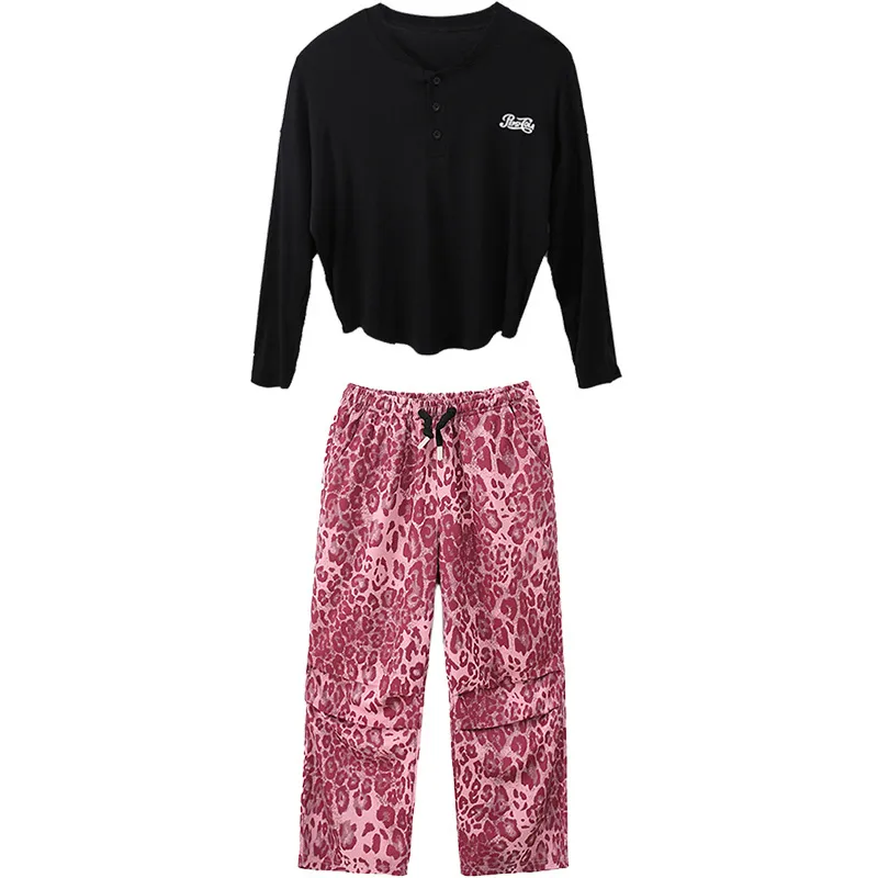110-180 ヒップホップ ダンス オールシーズン 子供服 キッズ ジュニア 女の子 Tシャツ✛ヒョウ柄 カーゴパンツ セットアップ