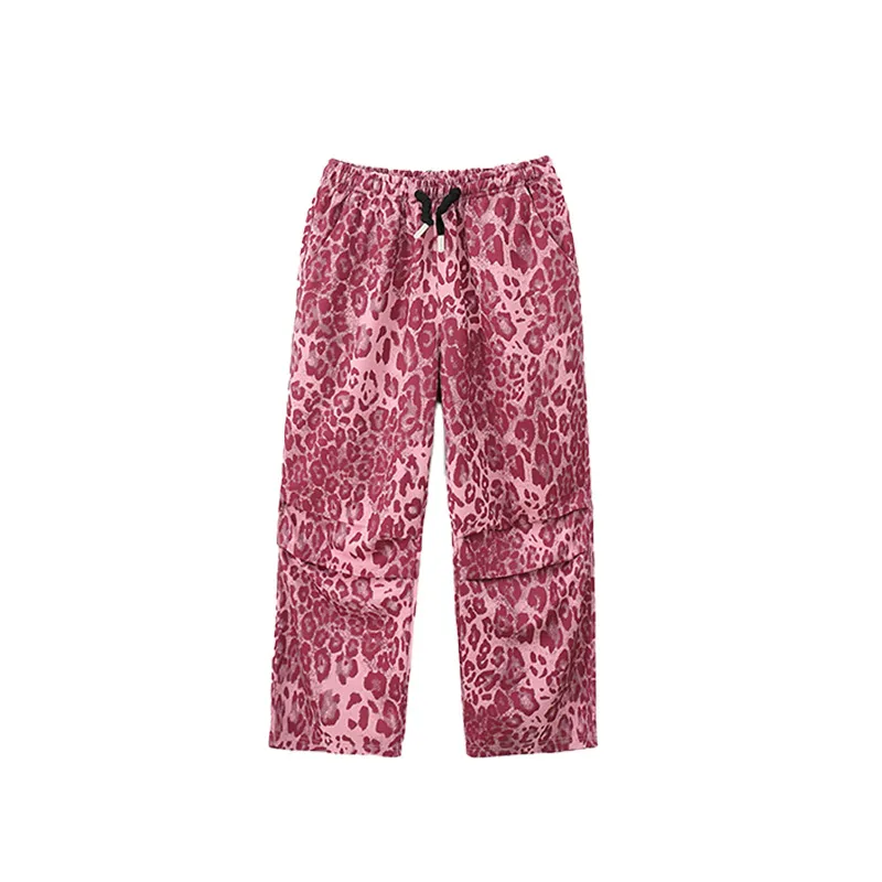 110-180 ヒップホップ ダンス オールシーズン 子供服 キッズ ジュニア 女の子 Tシャツ✛ヒョウ柄 カーゴパンツ セットアップ