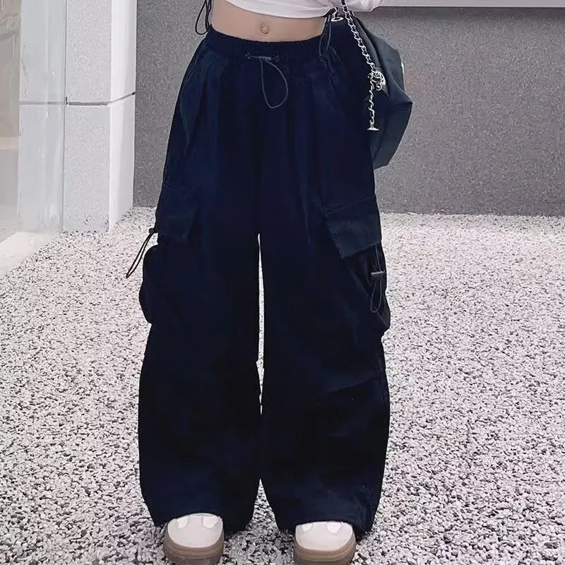 100-170 ヒップホップ ダンス 厚手/裏起毛 春秋冬 子供服 キッズ ジュニア 女の子 無地 ポケット付き ボトムス カーゴパンツ
