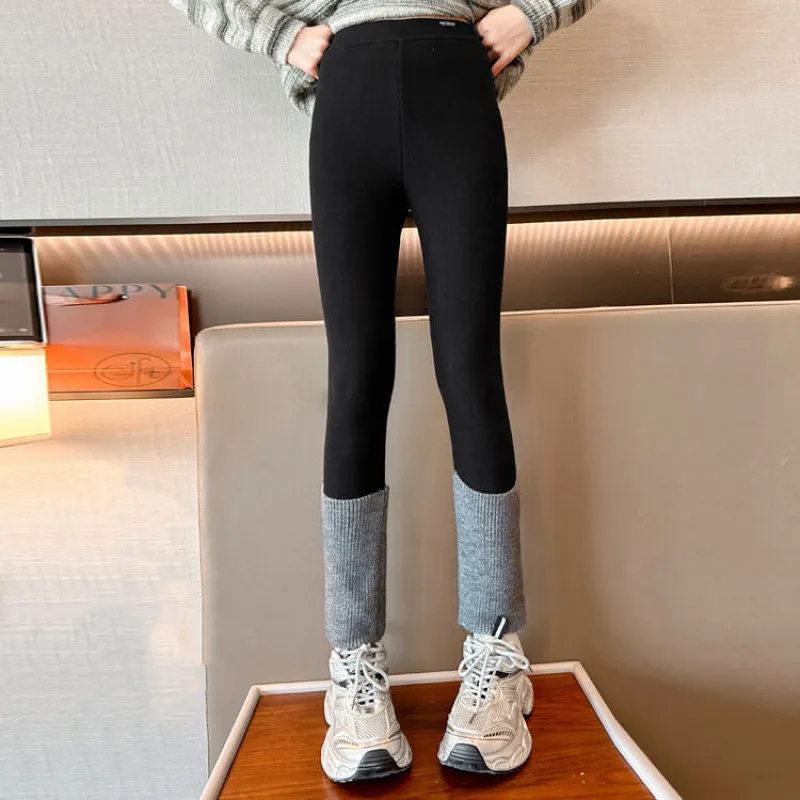 120-170 あったか お洒落 裏起毛 秋冬 子供服 キッズ ジュニア 女の子 無地 重ね着 ボトムス レギンス