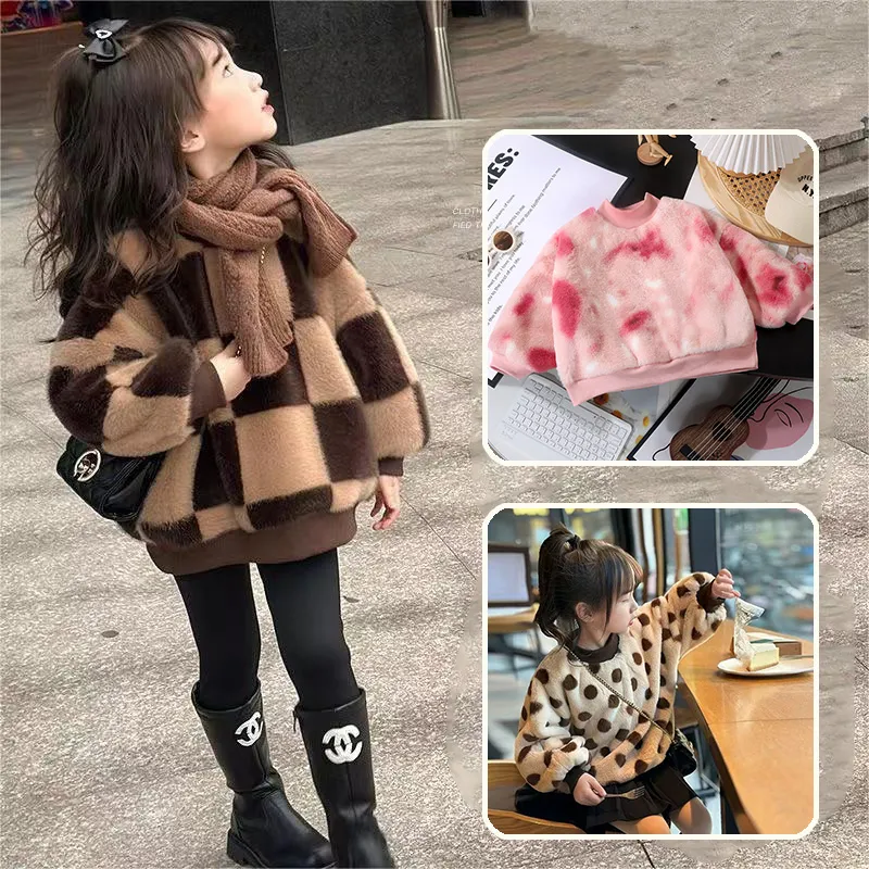 100-160 あったか オシャレ ふわふわ 裏起毛 秋 冬 子供服 キッズ ジュニア 女の子 市松模様 ドット柄 タイダイ トップス トレーナー スウェット