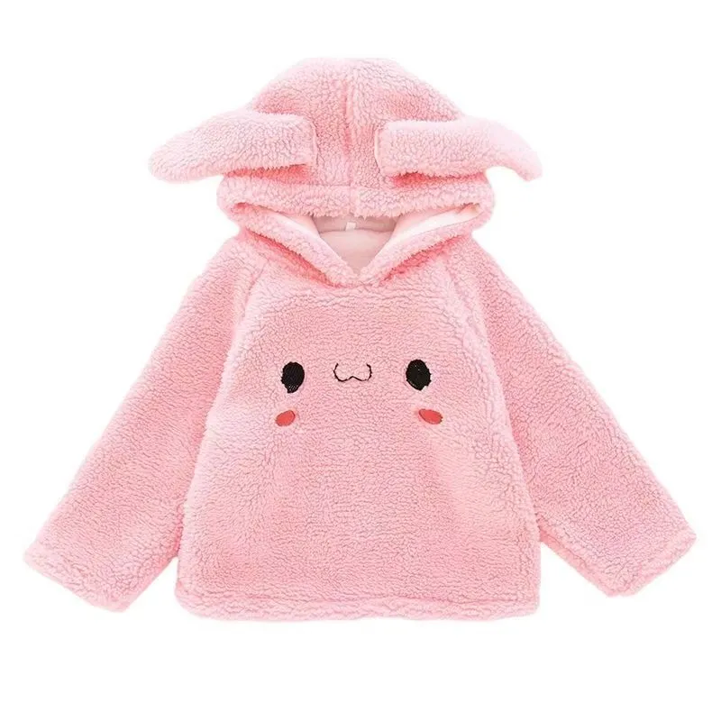 120-160 SNSで話題沸騰 可愛い ラムウール 秋冬 子供服 キッズ ジュニア 女の子 動物耳付き フード付き トップス パーカー
