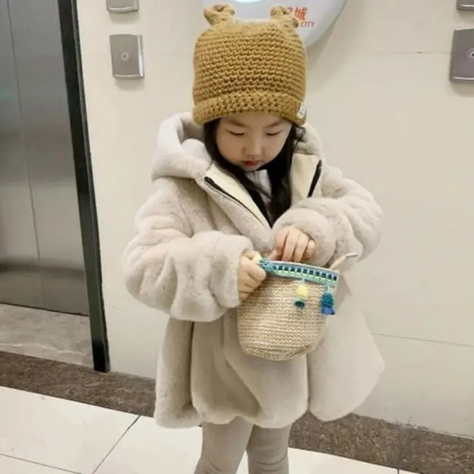 【80-160】全4色 無地 フワフワ フード付き 厚手 秋冬 子供服 キッズ 女の子 コート アウター
