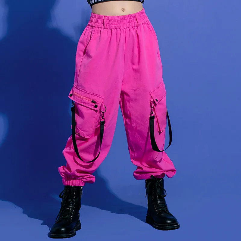 【110-180】ヒップホップ ダンス アルファベット トレーナー✛タンクトップ✛カーゴパンツ 春秋 子供服 キッズ ジュニア 女の子 3点 セットアップ