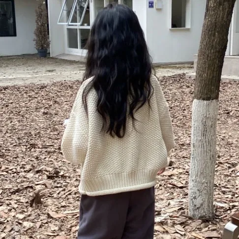 【110-170】韓国 ハイネック 春 秋 冬 裏起毛 暖かい 厚手 子供服 女の子 キッズ ジュニア トップス ニット セーター