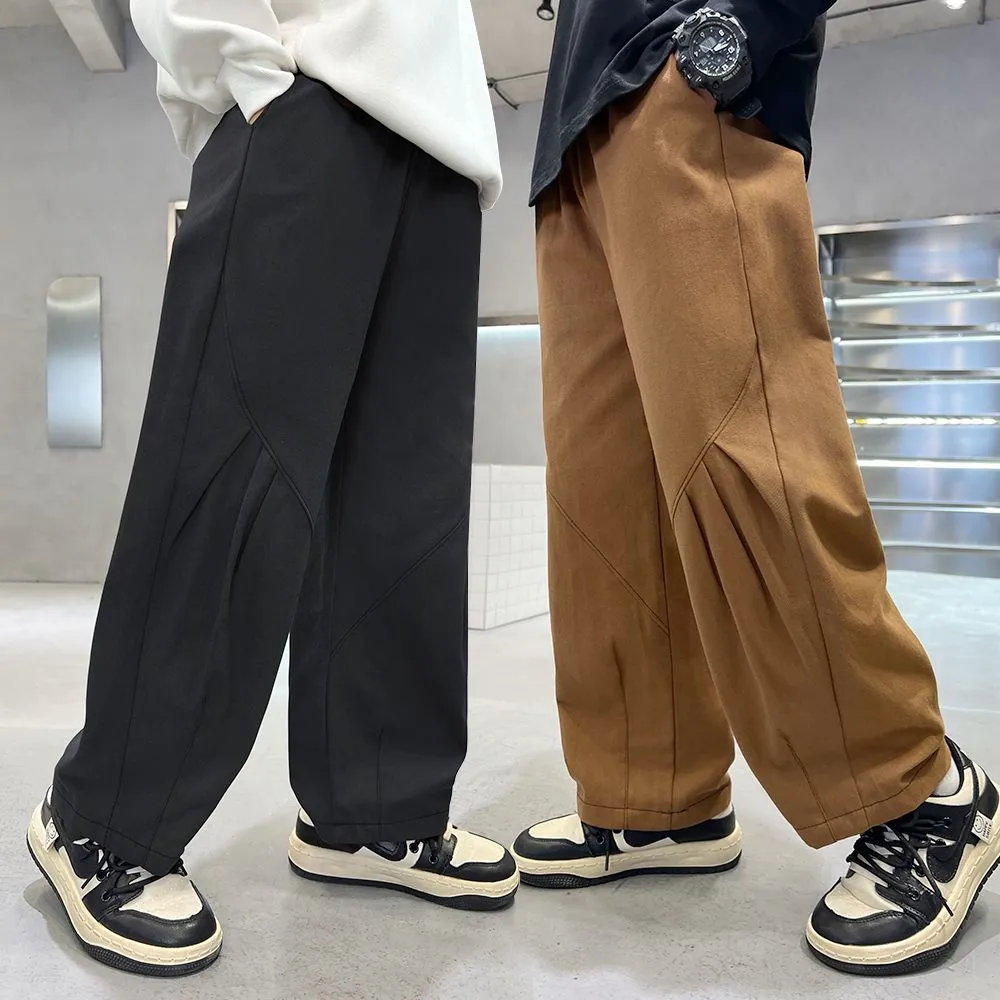 120-170 着回し力抜群 春秋 男の子 子供服 キッズ ジュニア 無地 ポケット付き カジュアル ボトムス ロング丈 パンツ