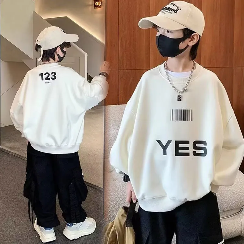 100-170 定番シンプル 秋冬 男の子 子供服 キッズ ジュニア 裏起毛 厚手 プリント カジュアル トップス トレーナー スウェット