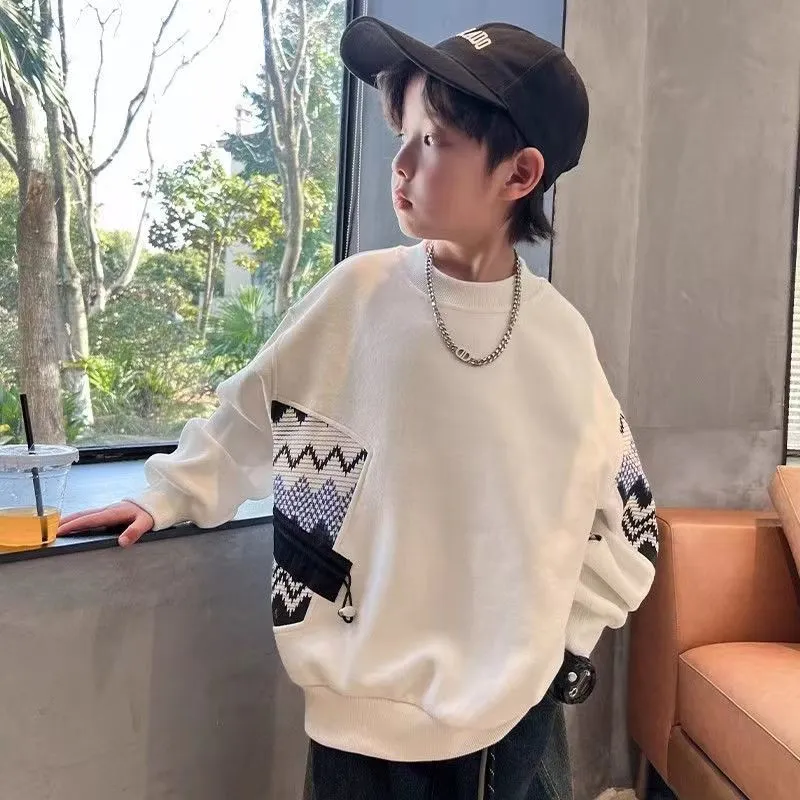120-170 絶対流行 春秋 男の子 子供服 キッズ ジュニア 配色 長袖 カジュアル ファッション プルオーバー トップス トレーナー スウェット