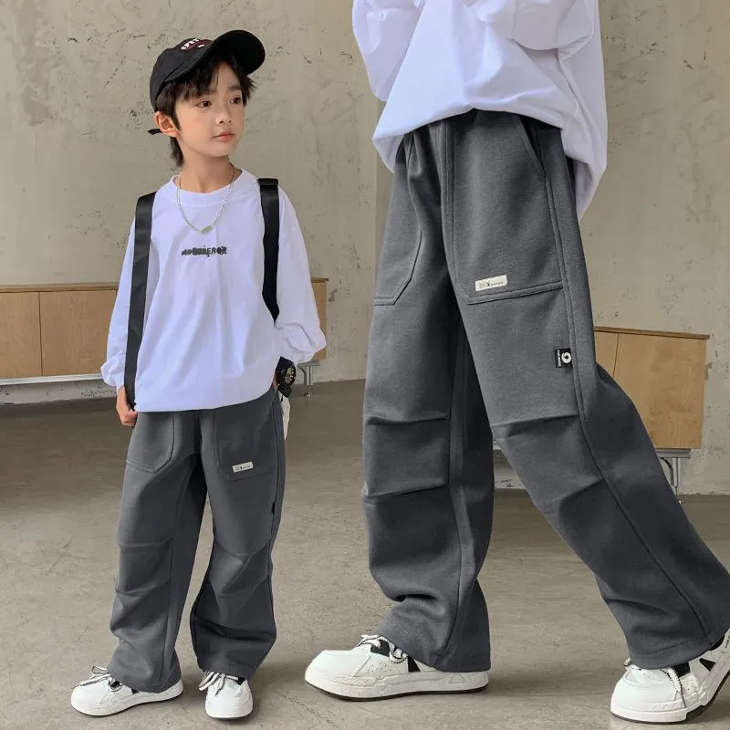 120-170 話題沸騰中 春秋冬 男の子 子供服 キッズ ジュニア 裏起毛 ポケット付き 厚手 無地 無地 ボトムス パンツ