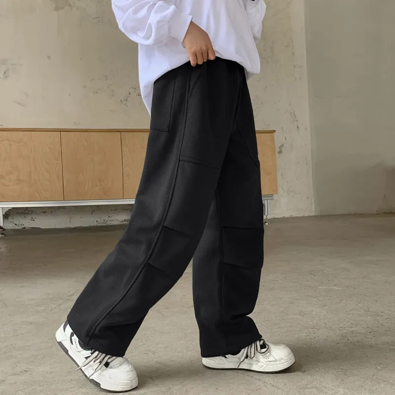 120-170 話題沸騰中 春秋冬 男の子 子供服 キッズ ジュニア 裏起毛 ポケット付き 厚手 無地 無地 ボトムス パンツ