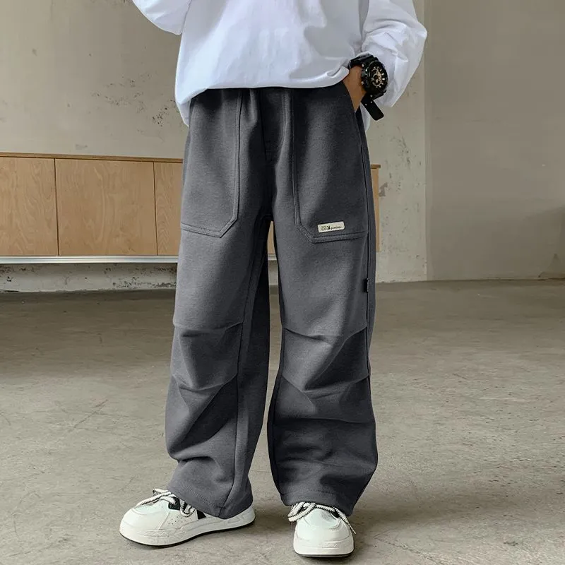 120-170 話題沸騰中 春秋冬 男の子 子供服 キッズ ジュニア 裏起毛 ポケット付き 厚手 無地 無地 ボトムス パンツ
