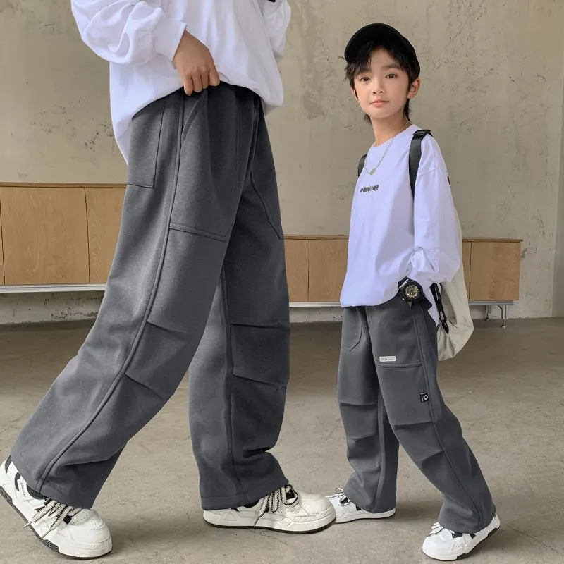 120-170 話題沸騰中 春秋冬 男の子 子供服 キッズ ジュニア 裏起毛 ポケット付き 厚手 無地 無地 ボトムス パンツ