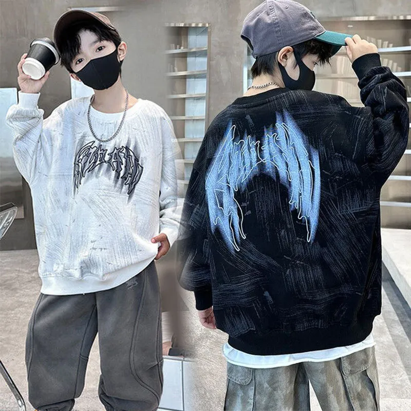 120-170 個性的なデザイン 春秋冬 男の子 子供服 キッズ ジュニア かっこいい 裏起毛 厚手 プリント トップス トレーナー スウェット