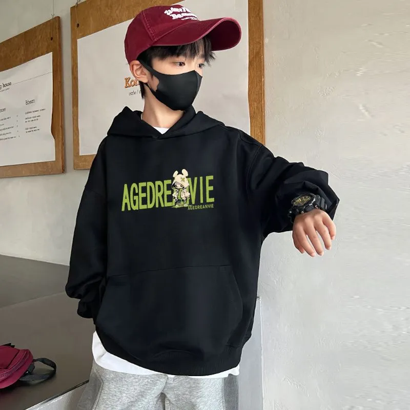 100-160 流行の予感 春秋冬 男の子 子供服 キッズ ジュニア フード付き プリント 裏起毛 厚手 カジュアル トップス パーカー