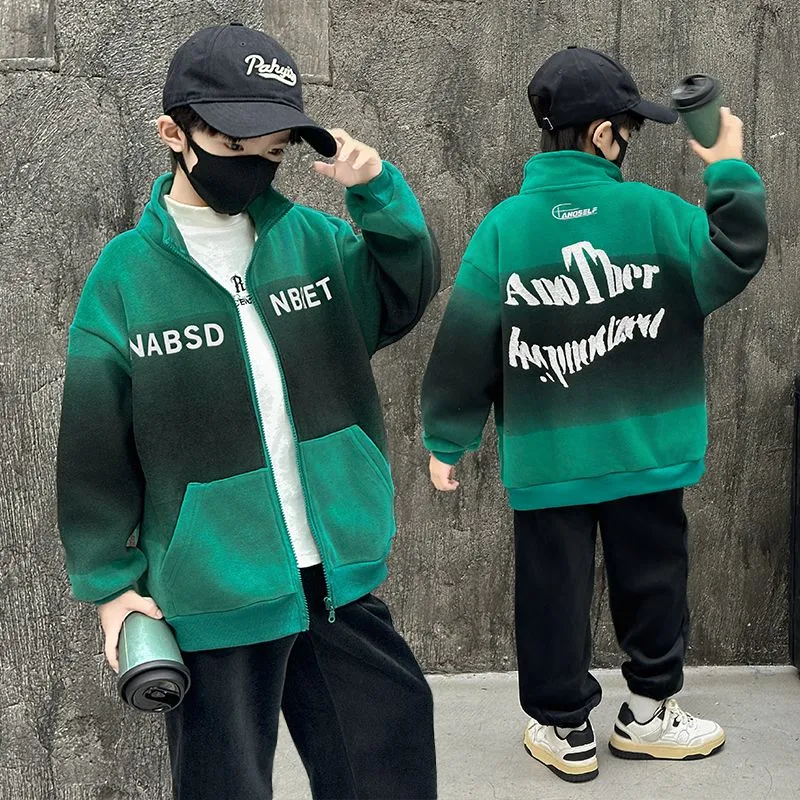 120-170 韓国風ファッション 秋冬 男の子 子供服 キッズ ジュニア 配色 裏起毛 厚手 アルファベット トップス+パンツ ボトムス セットアップ