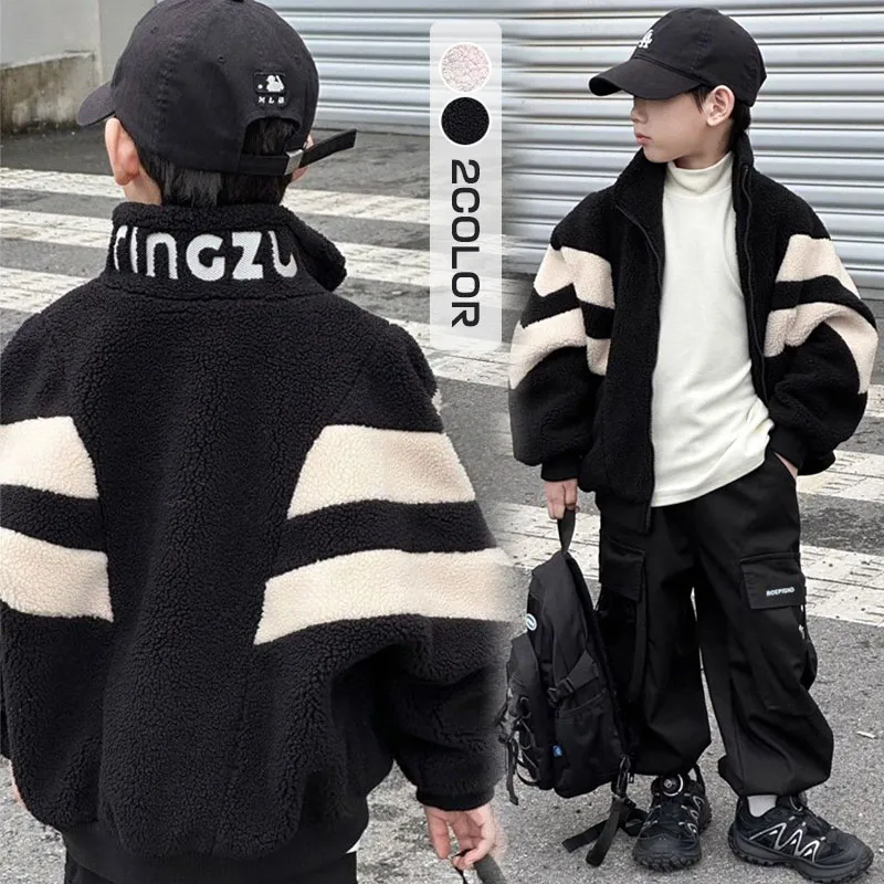 110-150 おしゃれ度高め 秋冬 男の子 子供服 キッズ ジュニア 幼児 トドラー ボーダー 裏起毛 厚手 配色 ジッパー トップス アウター