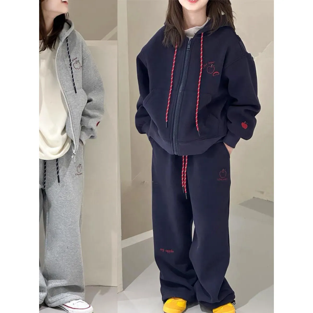 【120-170cm】二点セット 女の子 シンプル 着心地良い 定番 アウター+長ズボン セットアップ