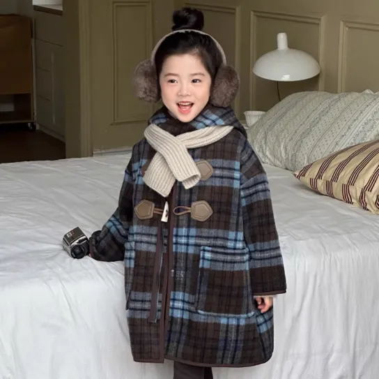 【120-170cm】絶対流行 オシャレ度高め 定番 オシャレ 合わせやすい チェック柄 女の子 コート