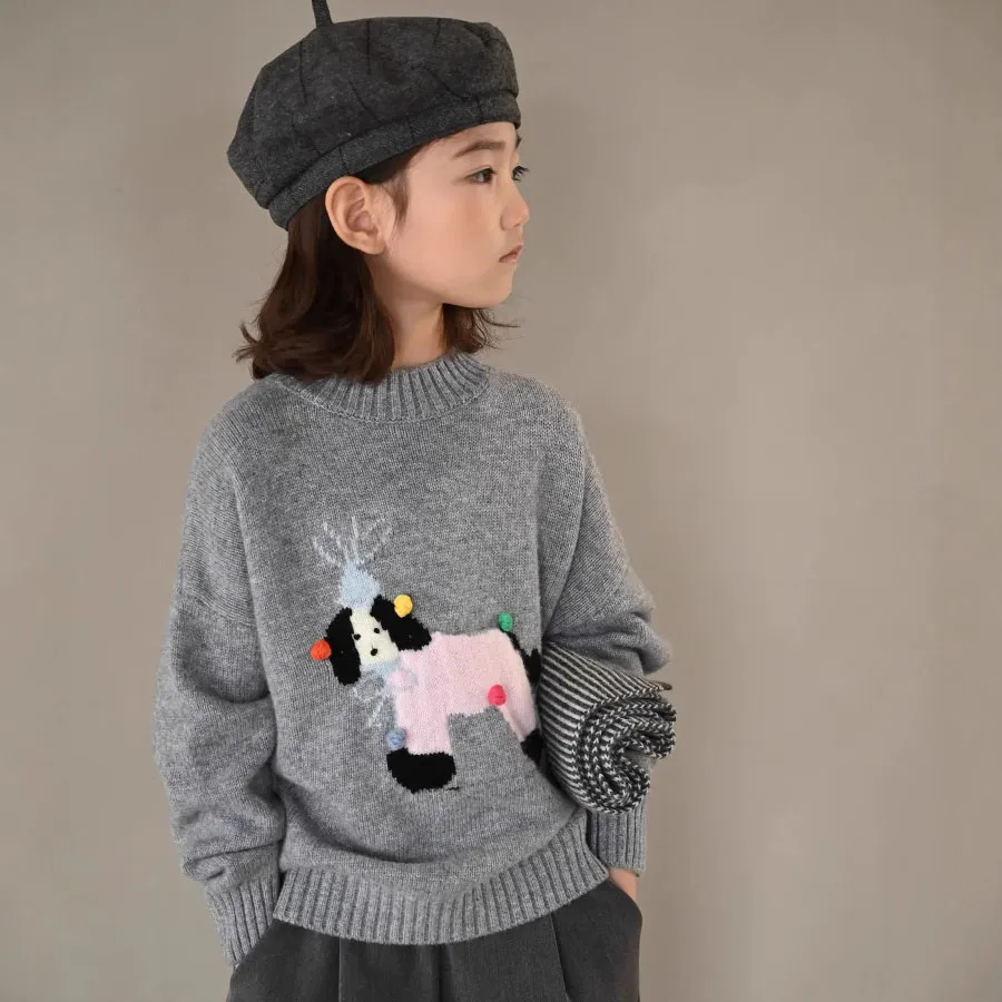 【130-170cm】セーター 女の子 シンプル 合わせやすい レトロ カートゥーン ニット トップス