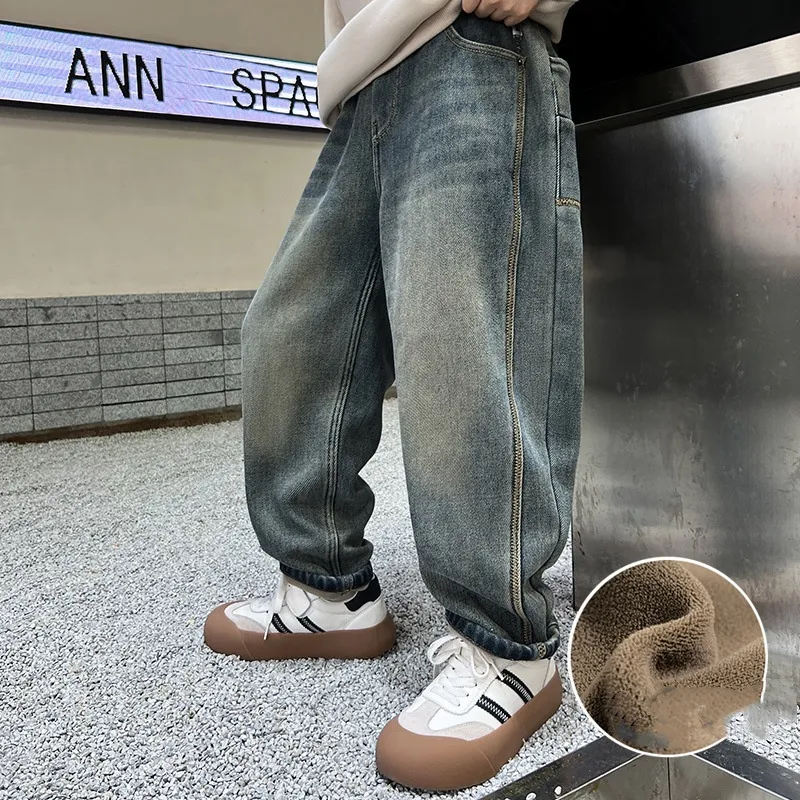 【120-170cm】話題沸騰中 売れ筋 カジュアル 動きやすい クール 男の子 裏起毛 デニムパンツ