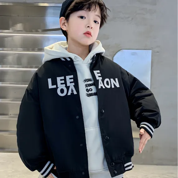 【120-170cm】着回し最強 合わせやすい アルファベット カジュアル 男の子 中綿 アウター