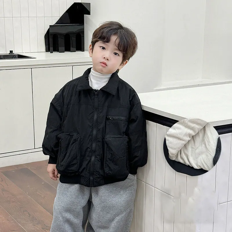 【90-150cm】人気上昇中 カッコイイ 合わせやすい トレンド 折り襟 あったか アウター