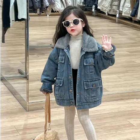 【90-140cm】毎日着たくなる カジュアル オシャレ あったか 合わせやすい 女の子 デニム アウター