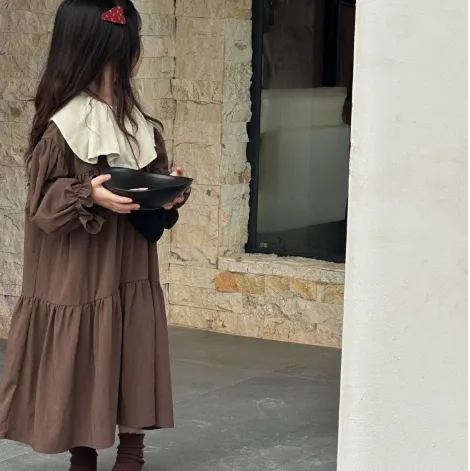 【90-140cm】絶対後悔しない シンプル ナチュラル ゆったり 女の子 長袖 ワンピース