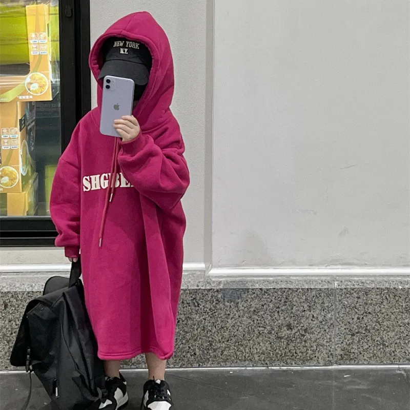 【90-150cm】絶対後悔しない カジュアル 快適 アルファベット 女の子 フード付き ワンピース