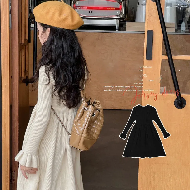 【110-160cm】大好評 シンプル 着心地良い 合わせやすい 女の子 着回し力抜群 ニット ワンピース