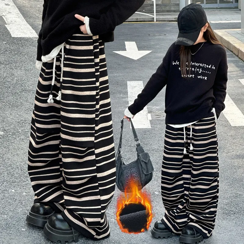 【120-170cm】存在感抜群 大人気 カジュアル ボーダー柄 合わせやすい 女の子 パンツ