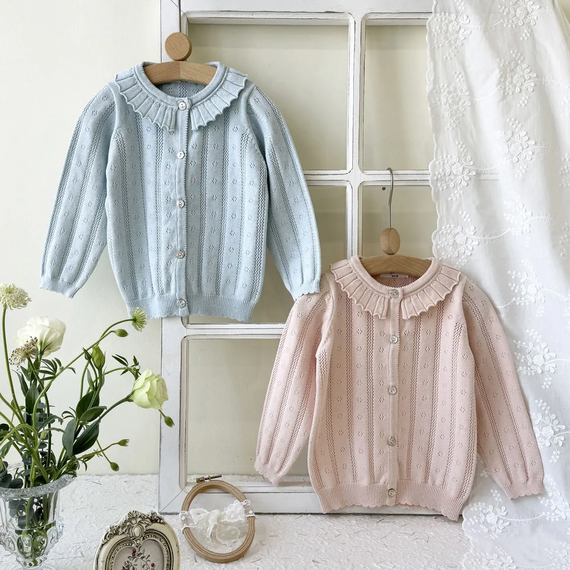 【90-150cm】絶対後悔しない 清新  合わせやすい  可愛い プリーツ襟 女の子 カーディガン