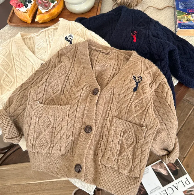 【80-120cm】おすすめ  大人気  合わせやすい  カジュアル  シンプル  三色選べる  男の子  カーディガン