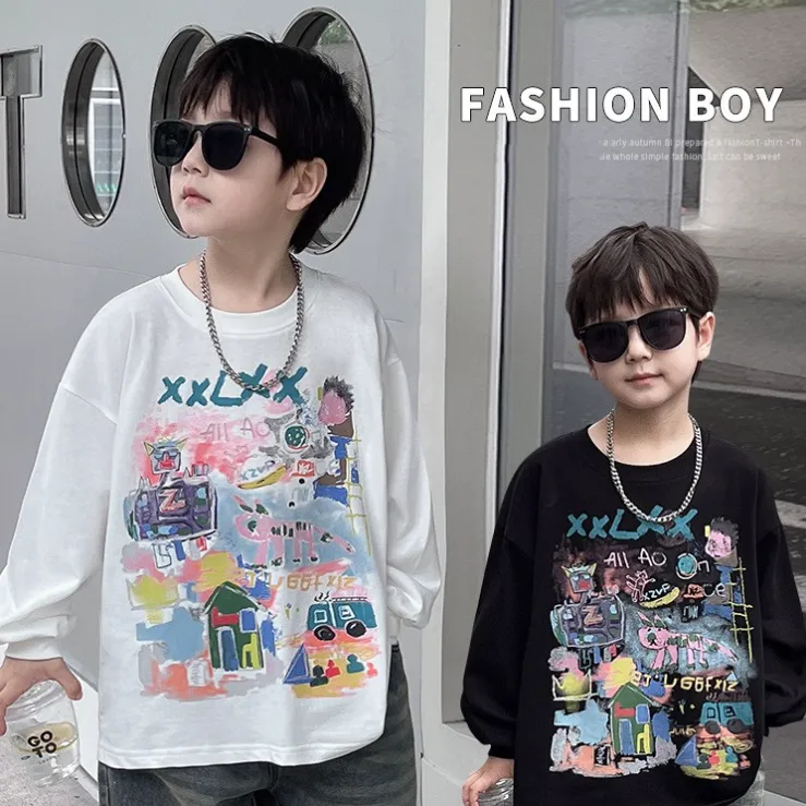 【90-150cm】人気筋商品 見逃し厳禁 ファッション 気質満点 カッコイイ 合わせやすい カートゥーンプリント デザイン満点 男の子 Tシャツ