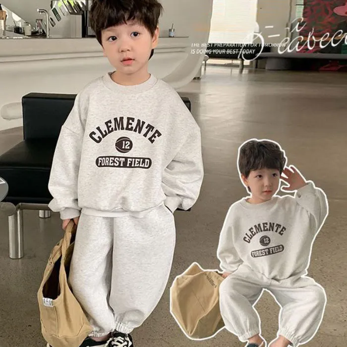 【90-140cm】二点セット 着心地良い 合わせやすい トレンド 男の子 トレーナー+長ズボン セットアップ