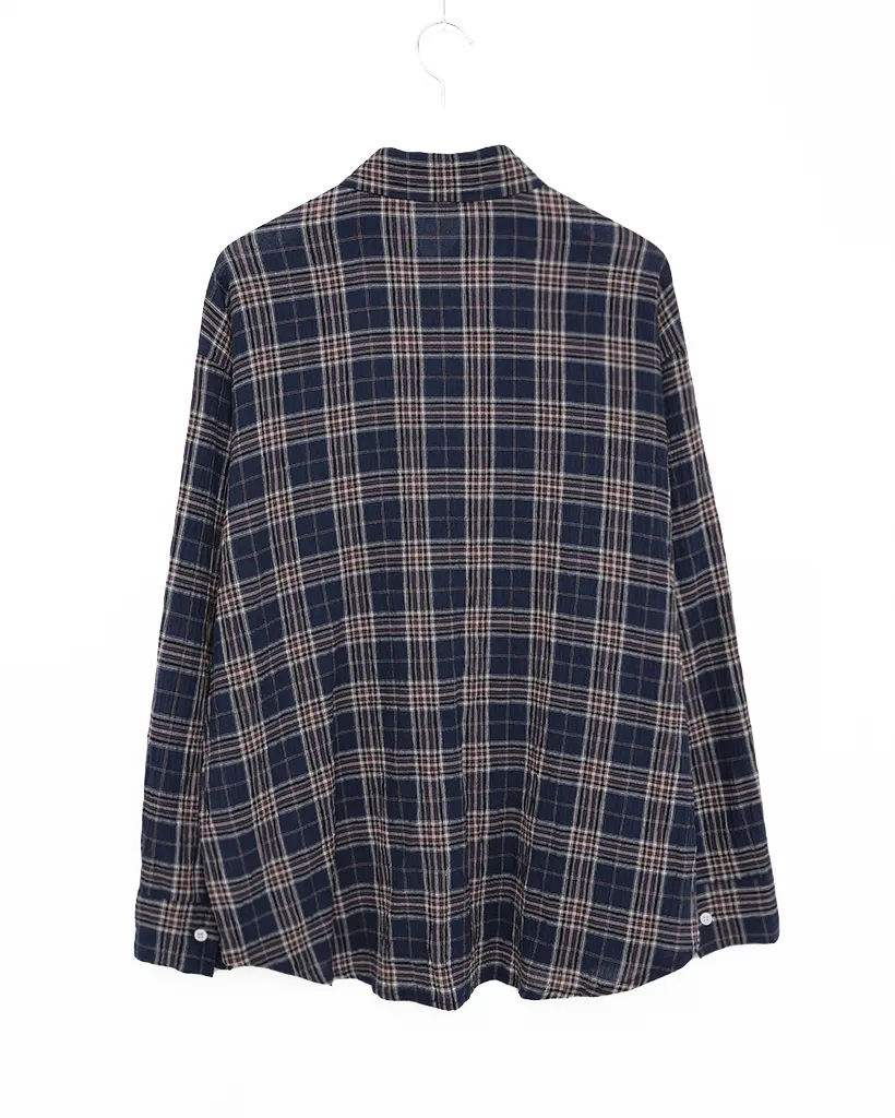 タータンチェックリンクルロングシャツ