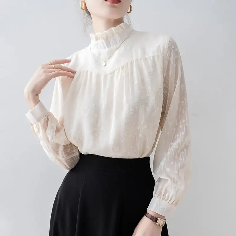 トップス シャツ · ブラウス タートルネック 長袖 気質満点 ベージュ