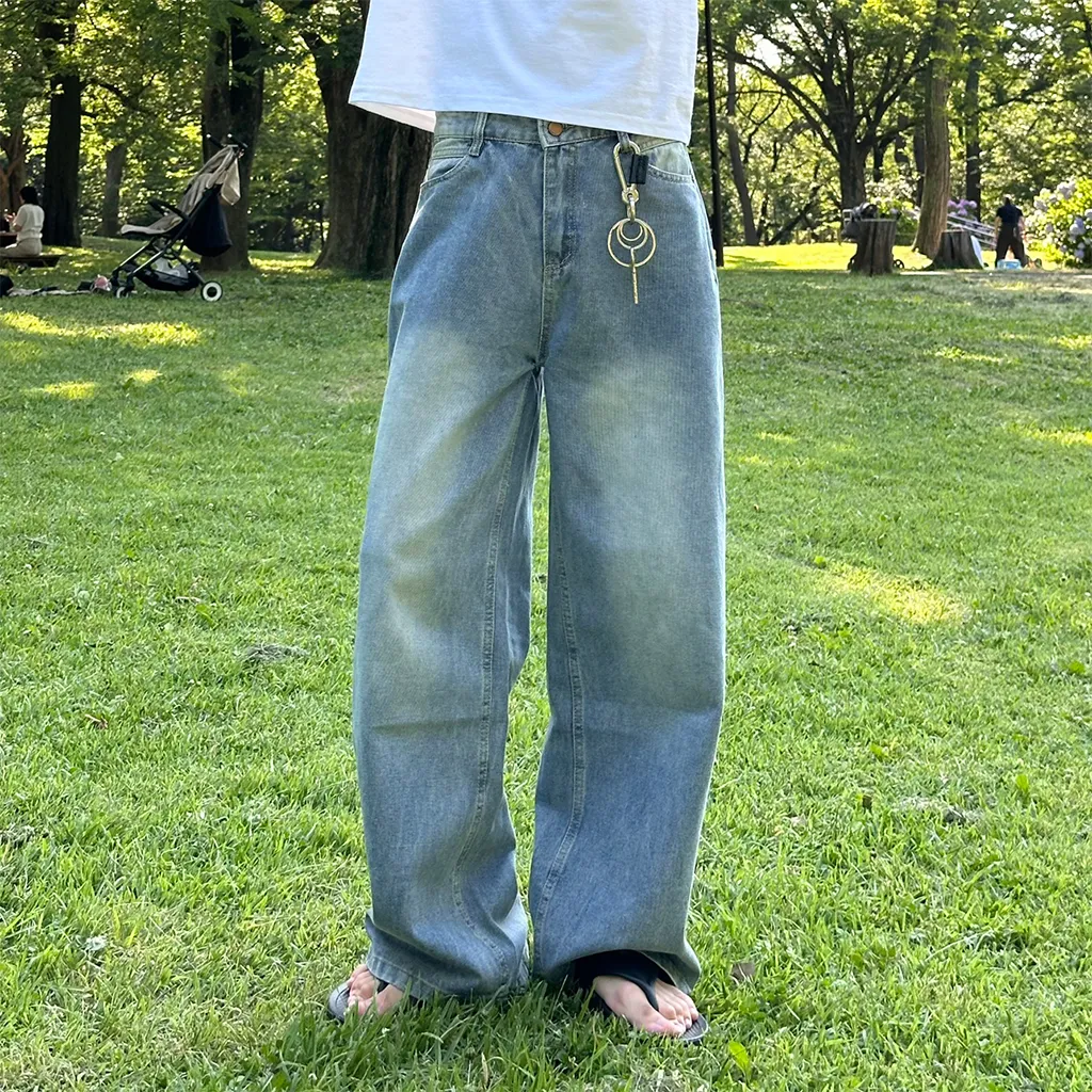 (ユニセックス) ウォッシュライトデニムパンツ