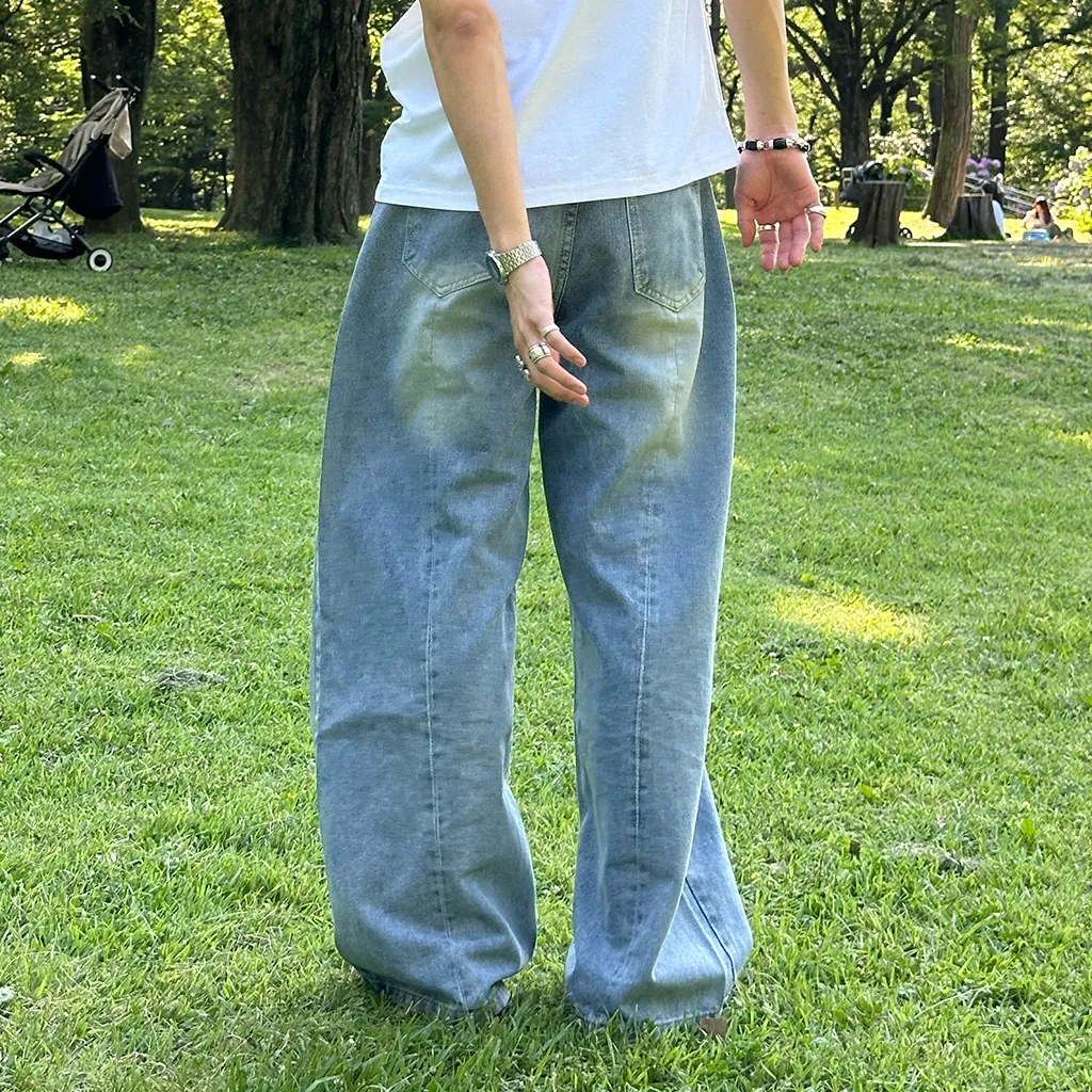 (ユニセックス) ウォッシュライトデニムパンツ