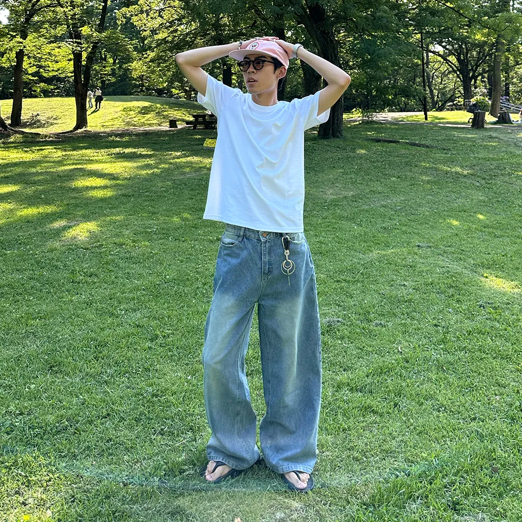 (ユニセックス) ウォッシュライトデニムパンツ