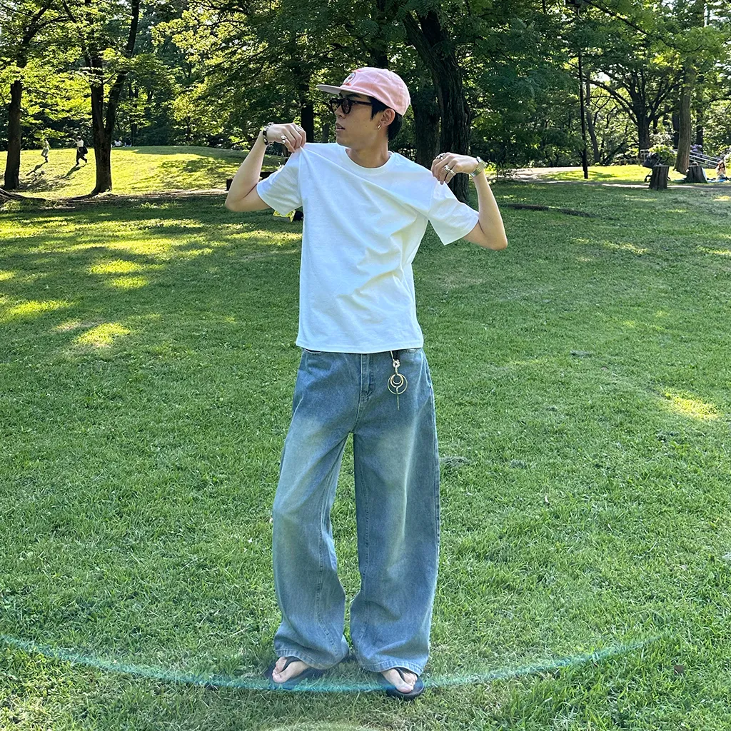 (ユニセックス) ウォッシュライトデニムパンツ