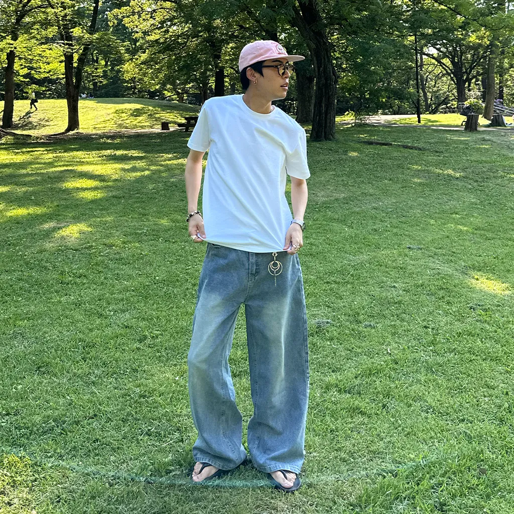 (ユニセックス) ウォッシュライトデニムパンツ