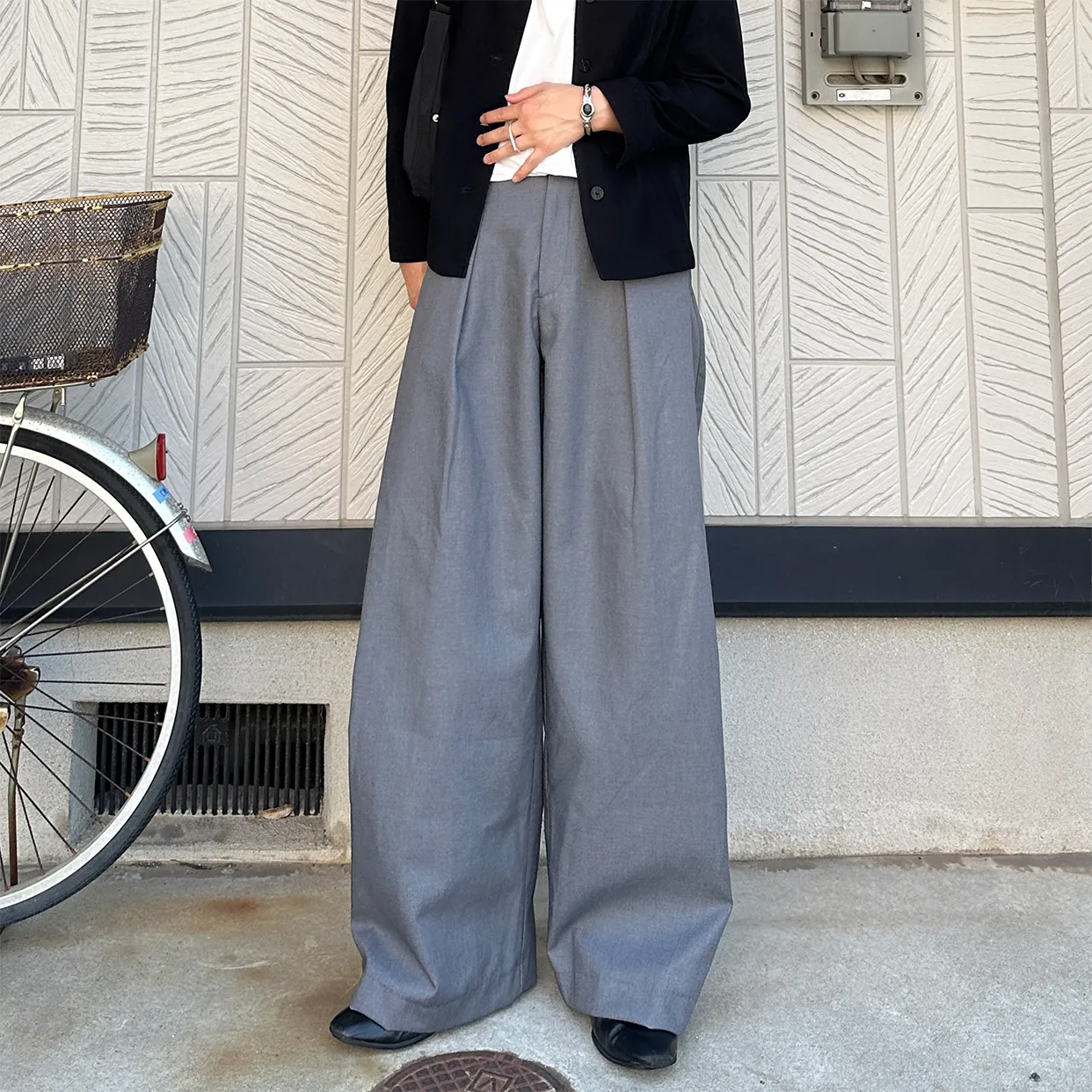 ピンタックワイドスラックス